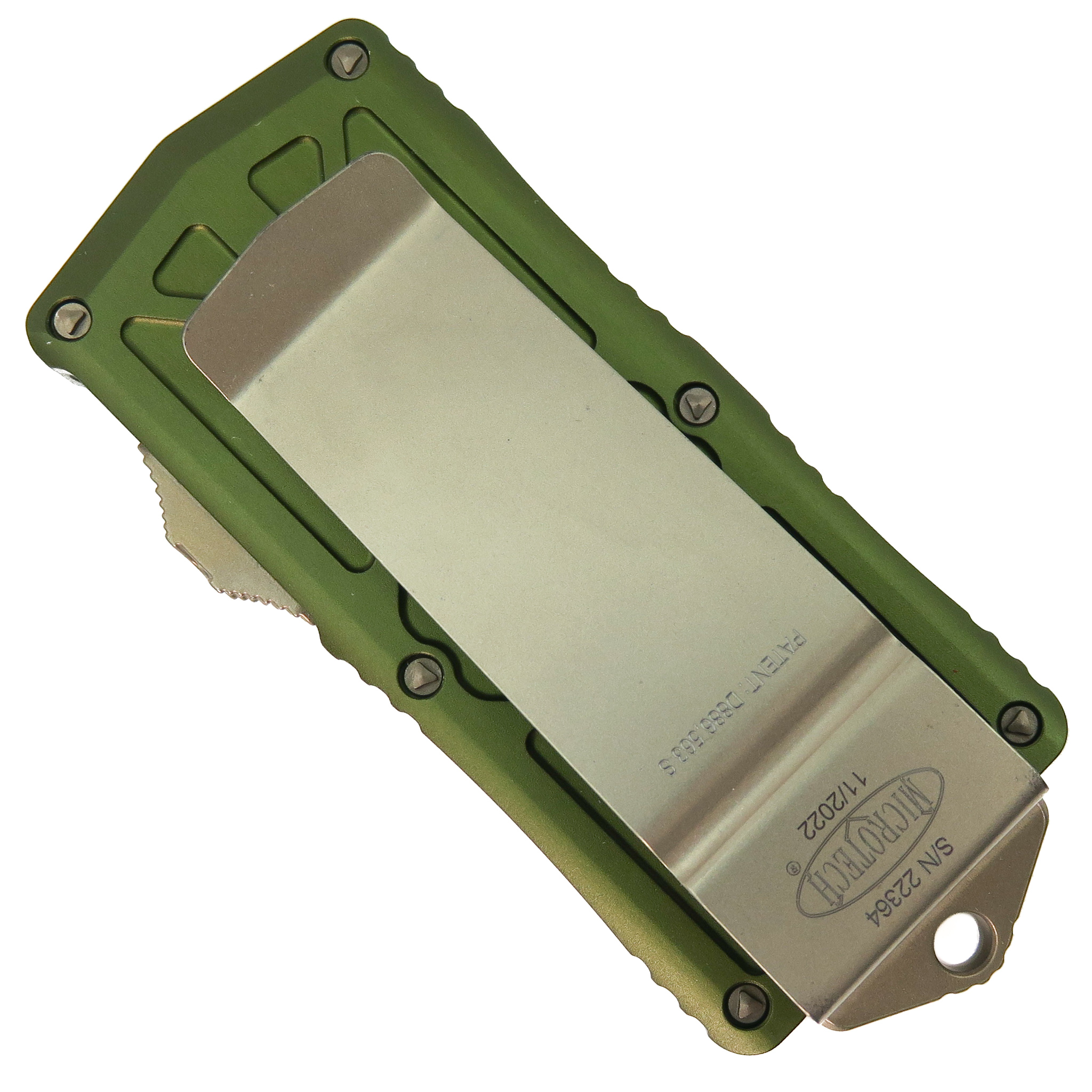 Microtech OD Green Exocet OTF Auto Knife, Bronze Stonewash Blade