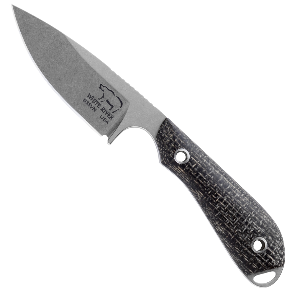 White River Knives Black Burlap Micarta M1 Caper Fixed Blade Knife