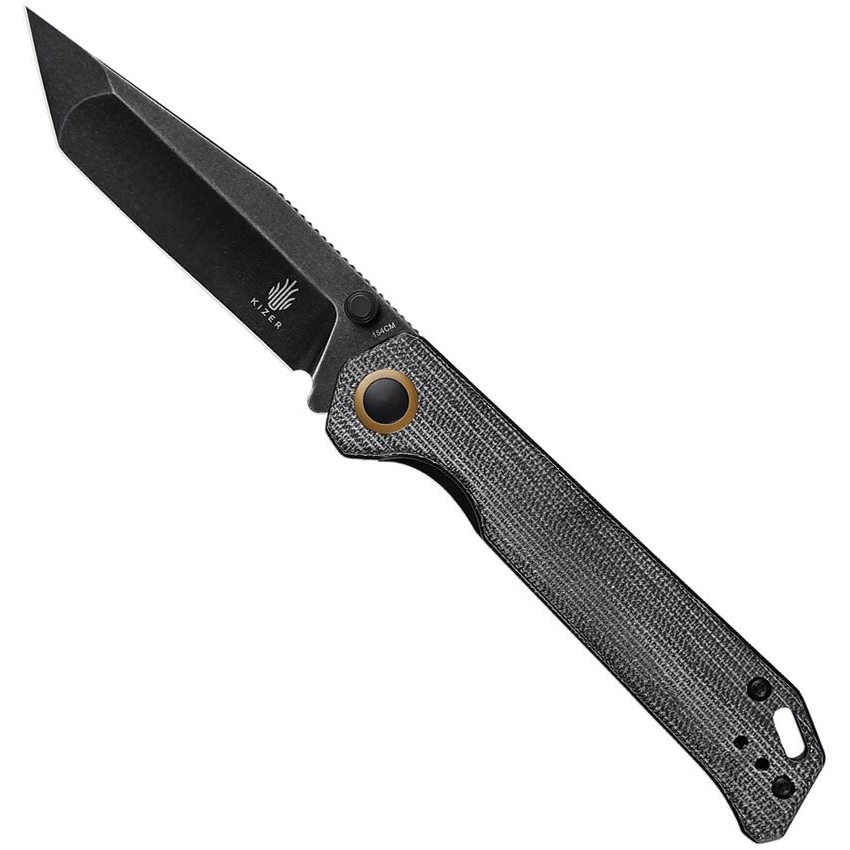 Kizer Vanguard Black Micarta Begleiter LinerLock Knife, Black Tanto