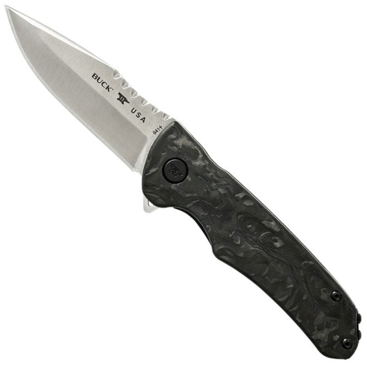 Buck 841 Sprint Pro Flipper Knife, Marbled Carbon Fiber Handle