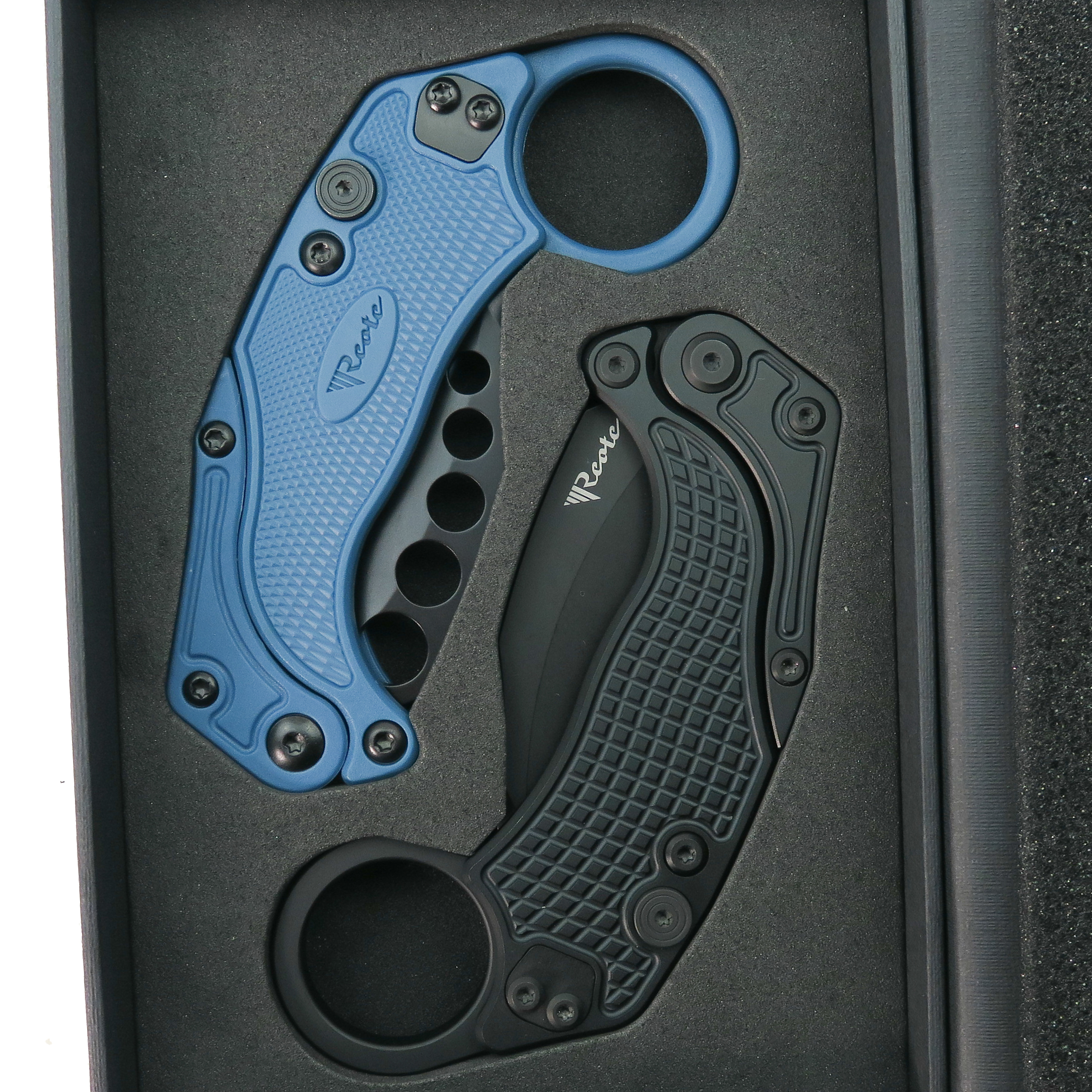 Reate EXO K Black Gravity Knife, Black PVD Hawkbill Blade | BladeOps