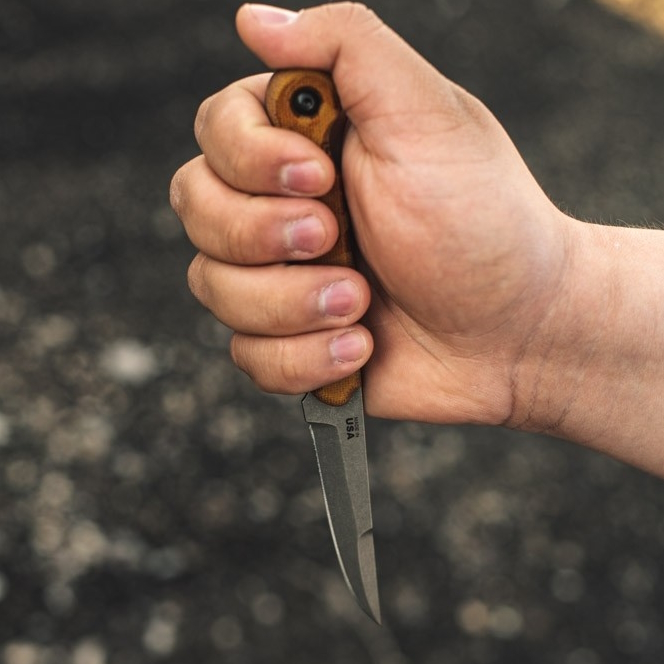 TOPS El Pionero Fixed Blade Knife, Stonewash Trailing Point Blade ...