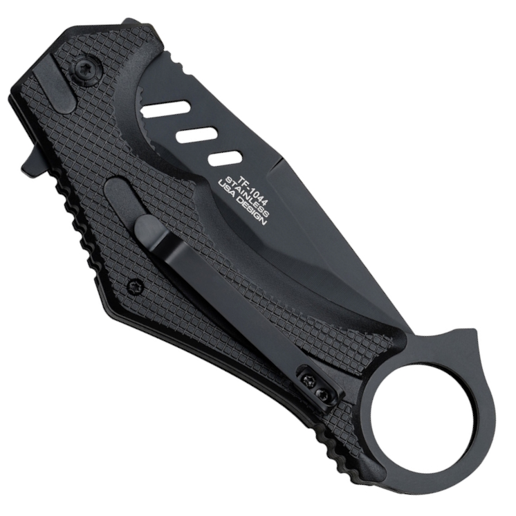 Tac Force TF-1044BK Spring Assist Knife, Black Drop Point Blade