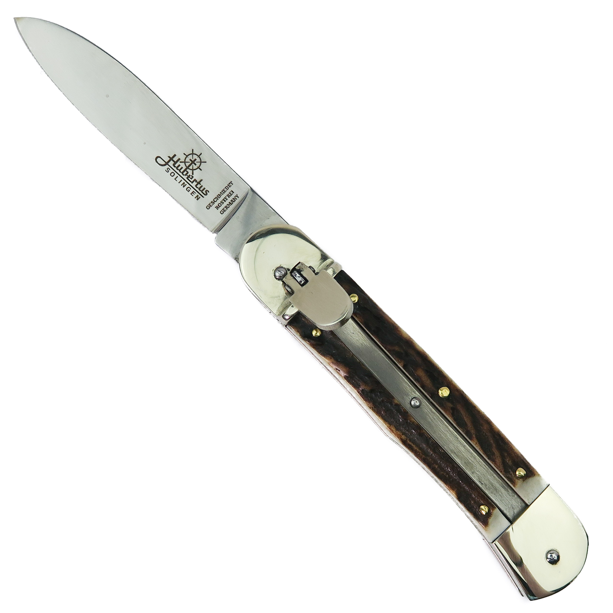 Hubertus Solingen Large Classic Springer Stag Leverlock Knife