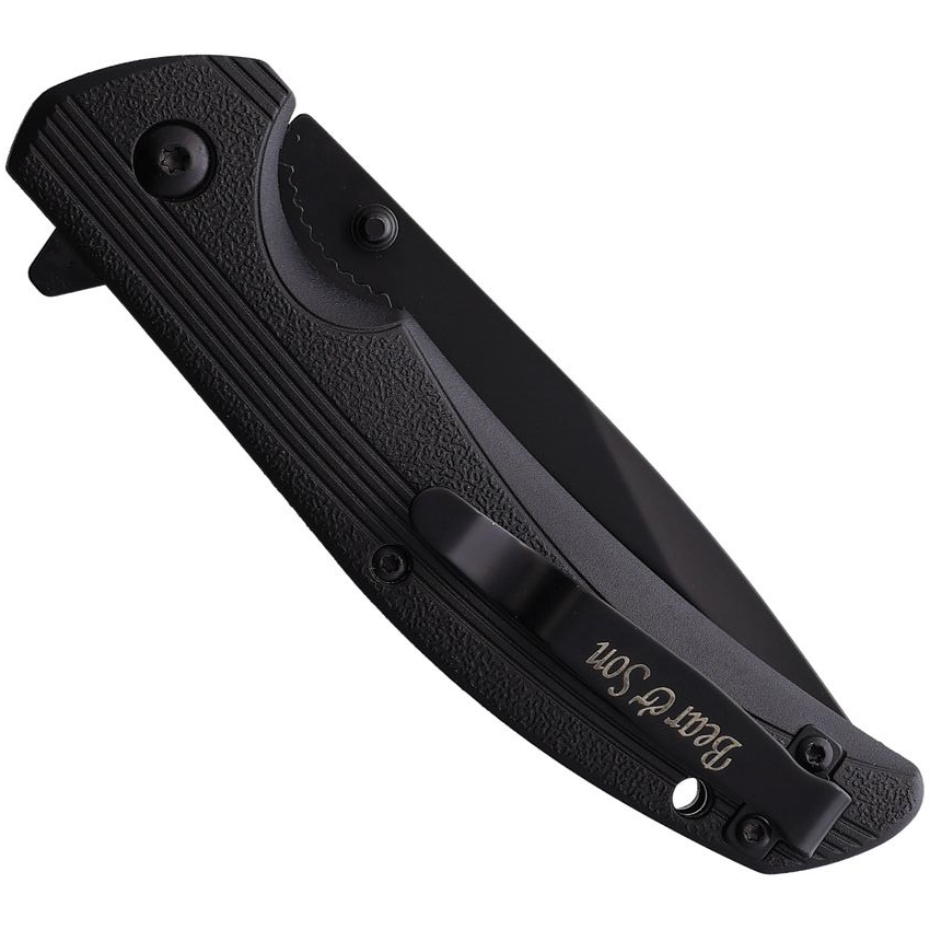 リバーソン SON 3mmセミドライ ブラック Bear & Son Black Zytel Sideliner Flipper Knife, Black Drop Point