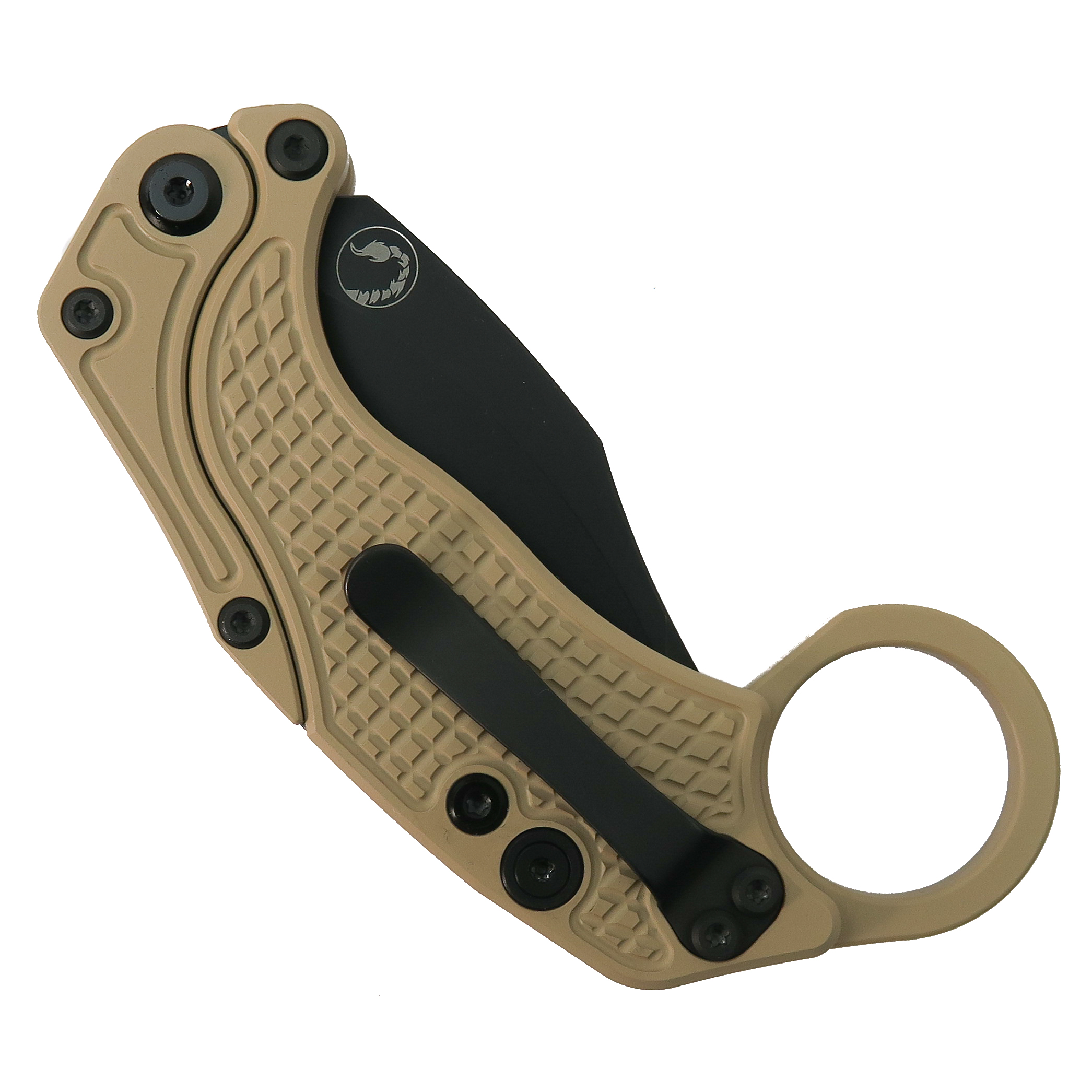 Reate Red EXO K Gravity Knife, Black PVD Hawkbill Blade | BladeOps