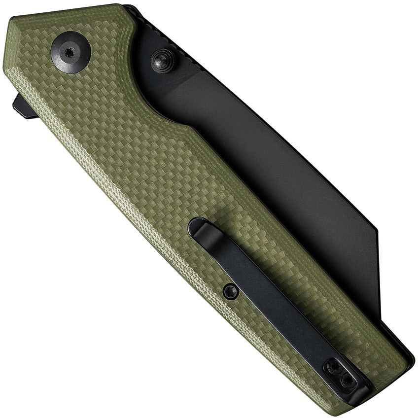 CIVIVI Amirite Coarse OD Green G10 Button Lock Flipper Knife, Black ...