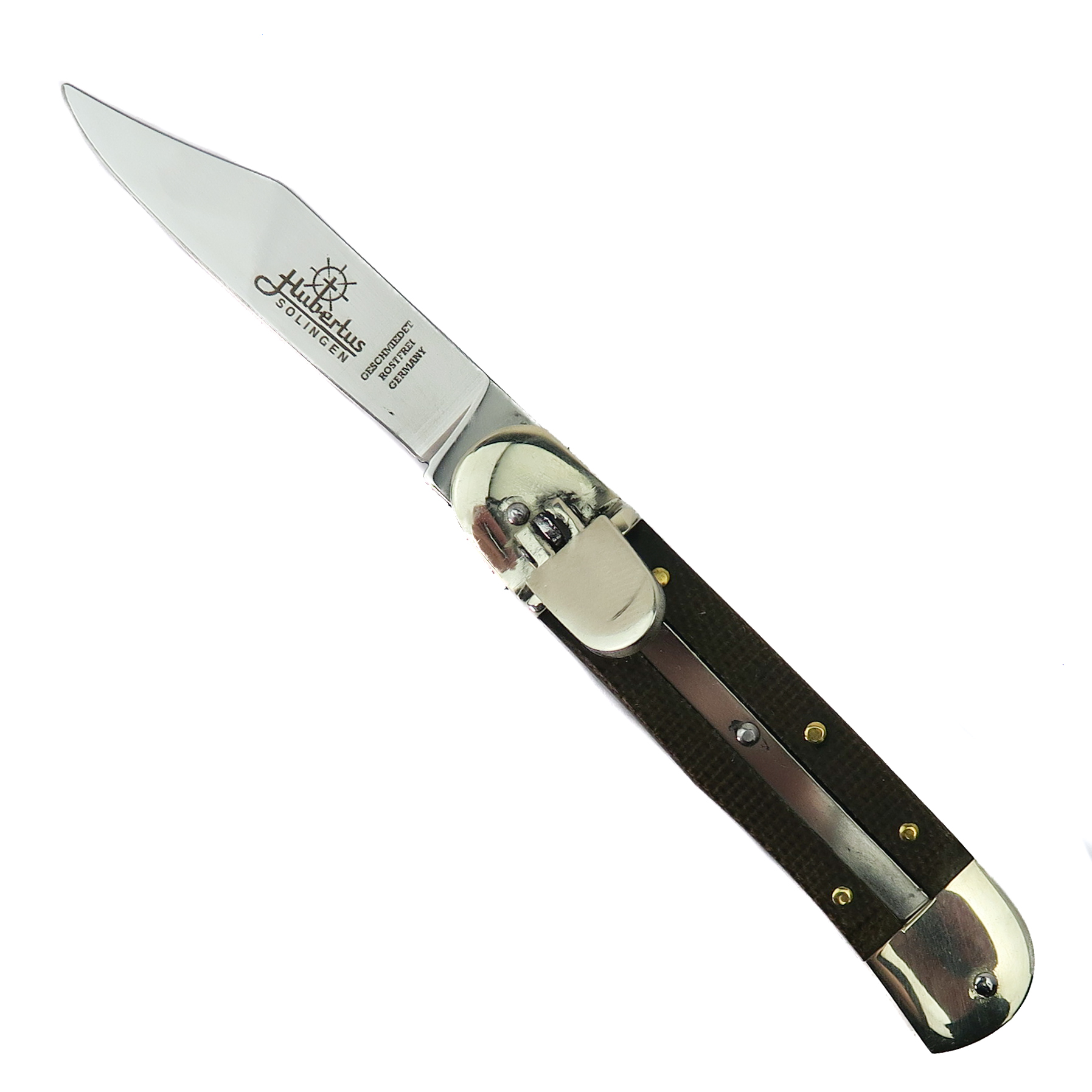 Hubertus Solingen Small Springer Green Micarta Leverlock Knife