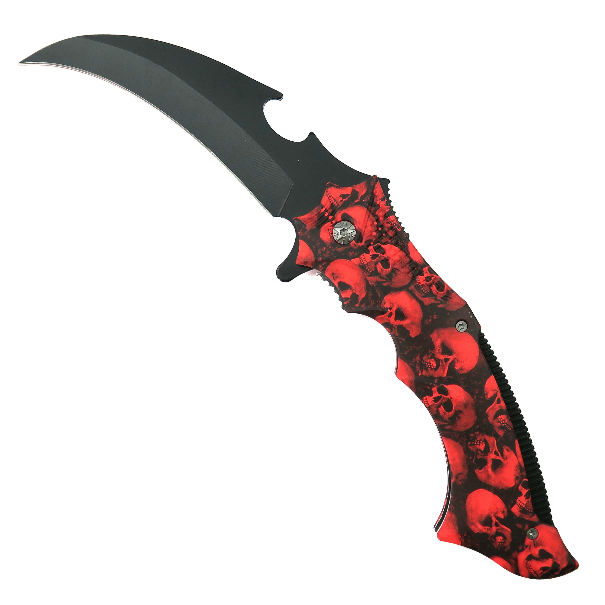 Red Skull Coated Jumbo Spring Assist Knife | BladeOps