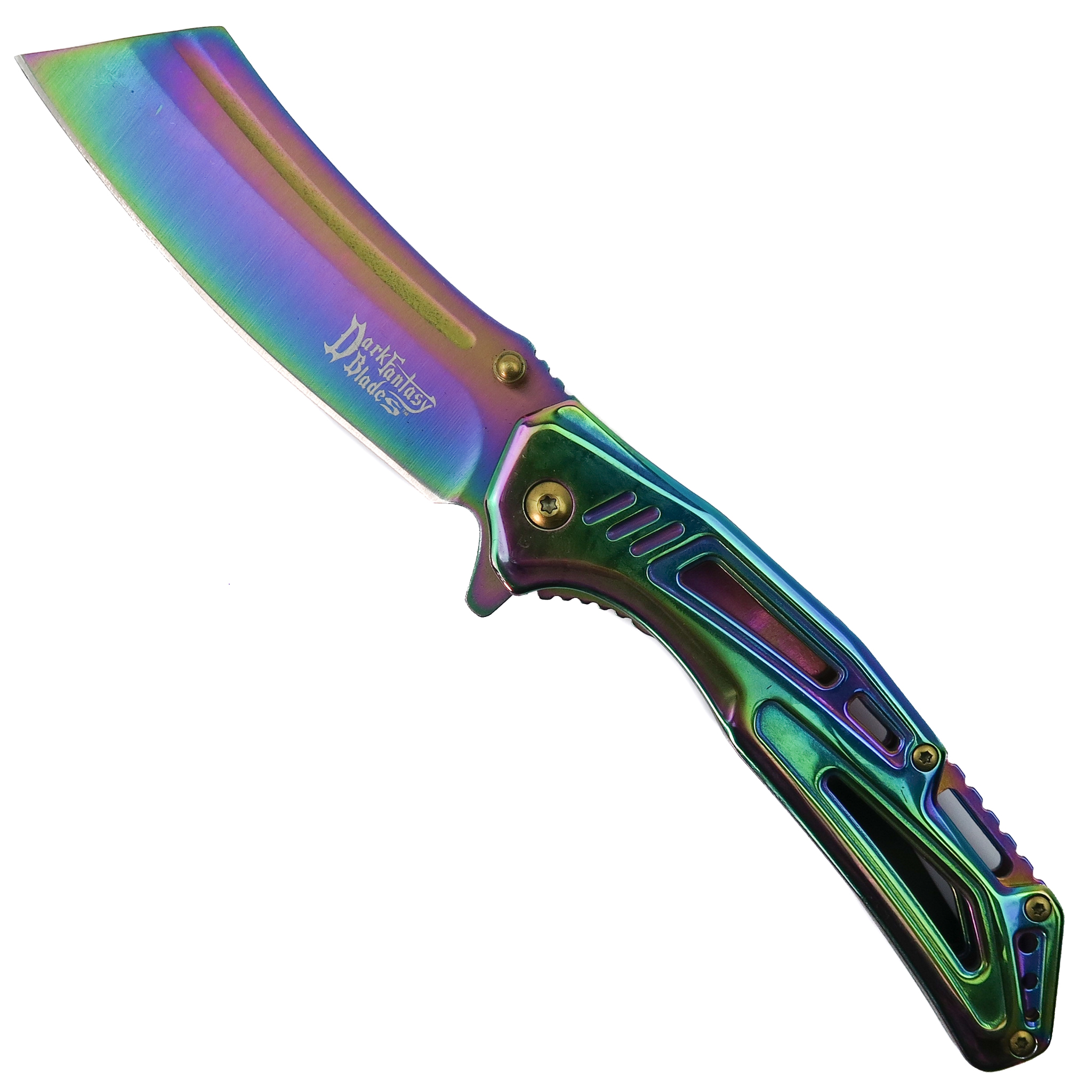 Dark Fantasy Rainbow All Metal 5258RB Spring Assist Knife | BladeOps