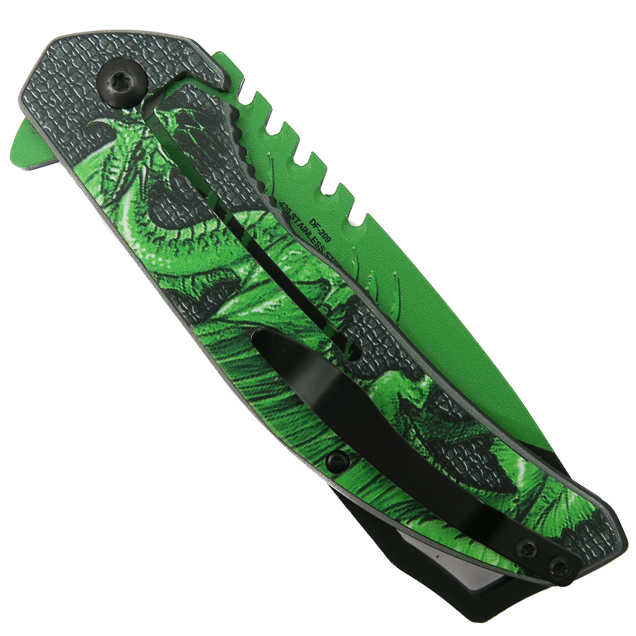 Dark Fantasy Green Dragon Spring Assist Knife | BladeOps