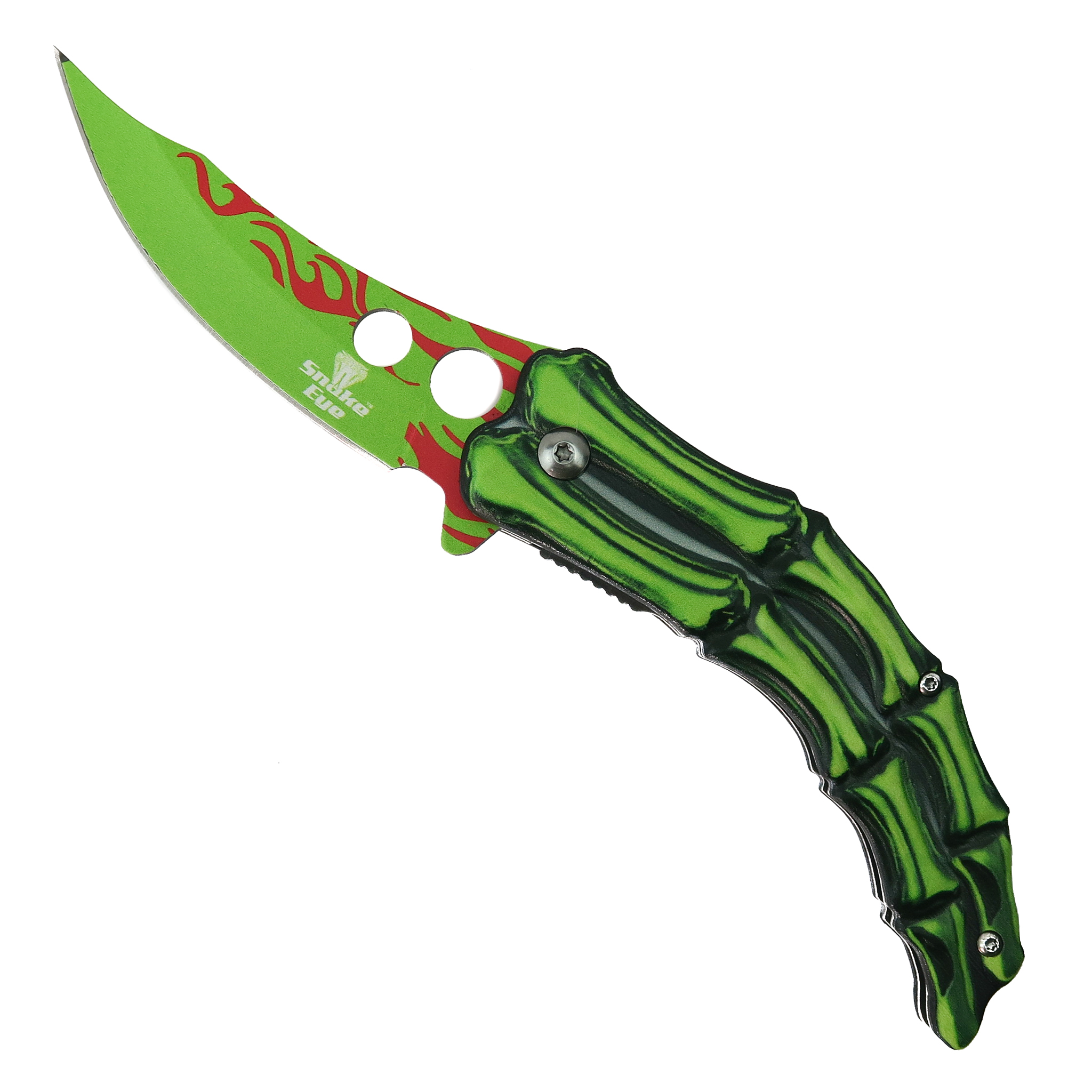 Snake Eye Green Skeleton Tactical Spring Assist Knife | BladeOps