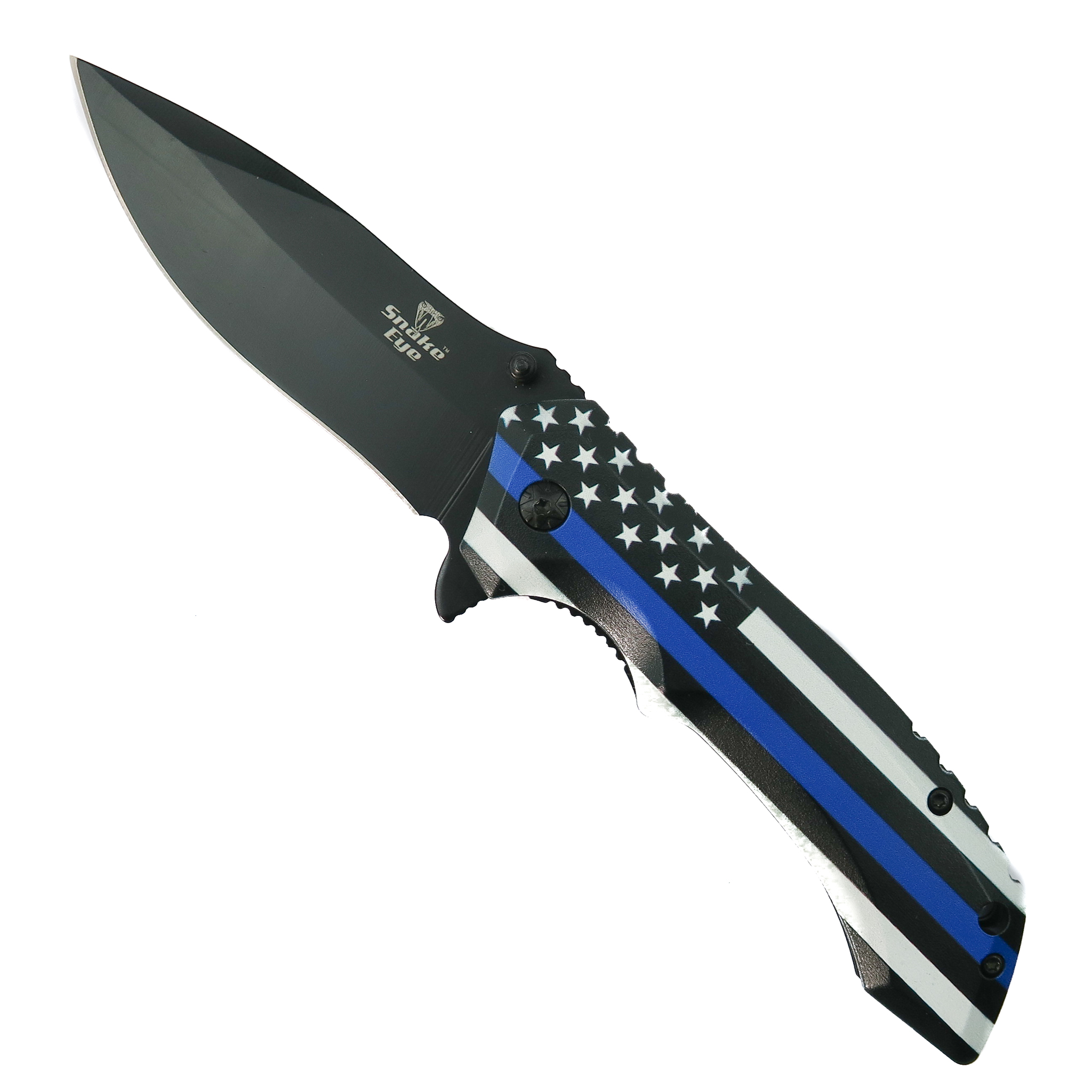 Snake Eye American Flag Drop Point Tactical Spring Assist Knife