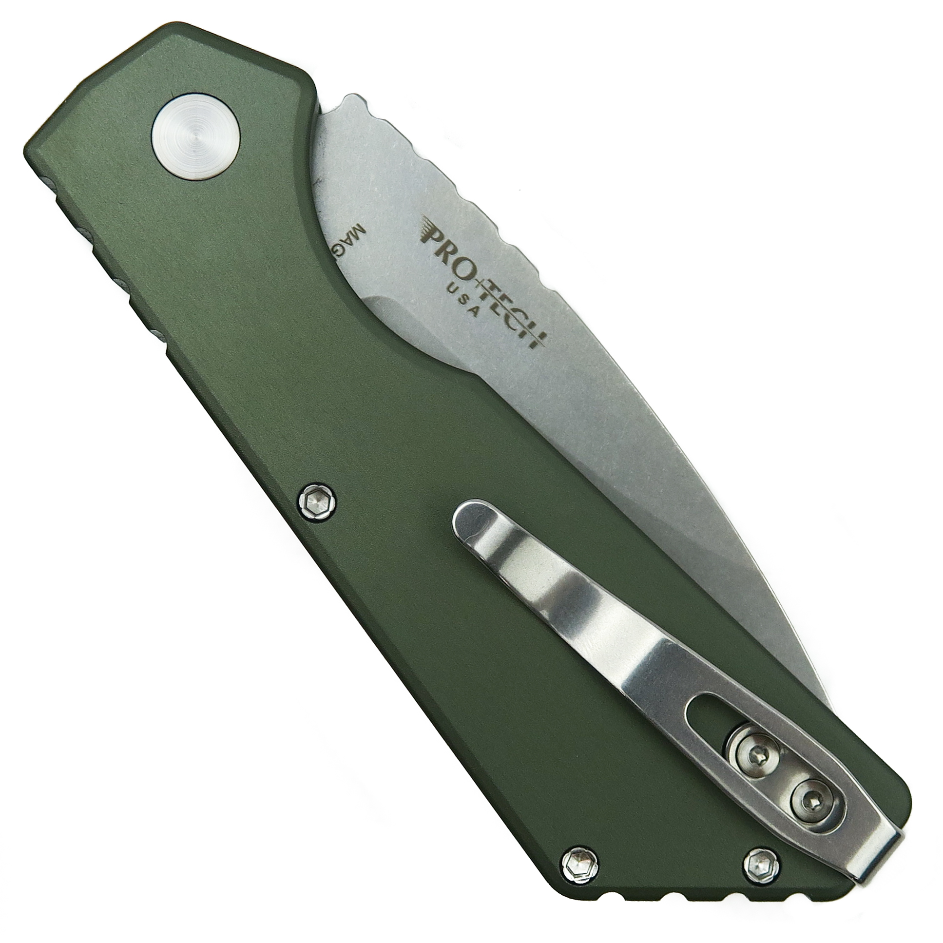 Pro-Tech 2024 Strider PT+ Green Aluminum Auto Knife, Stonewash