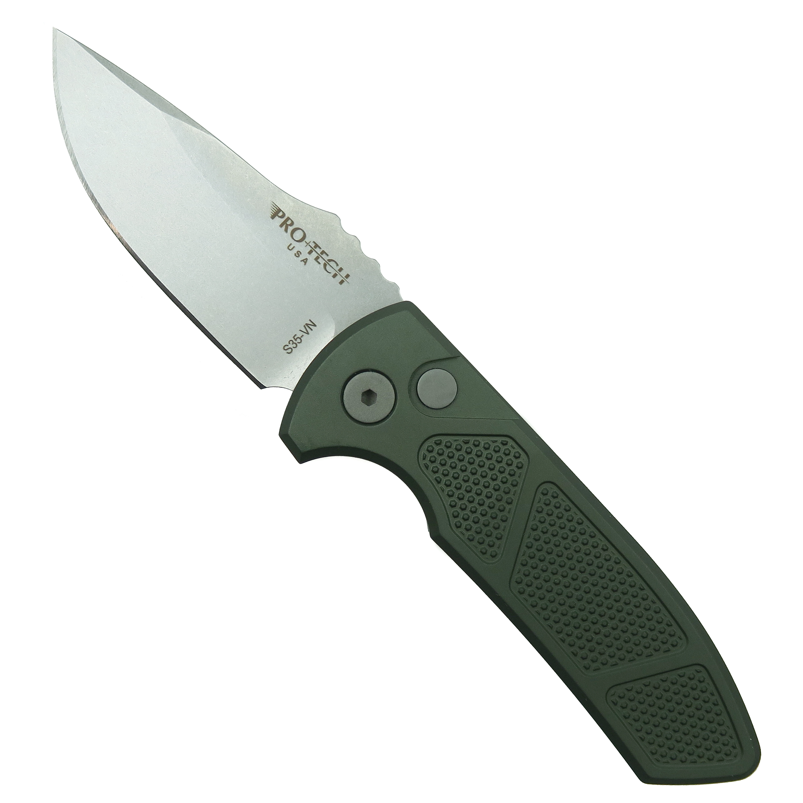 Pro-Tech Green Machine Textured SBR Auto Knife, Stonewash/Satin