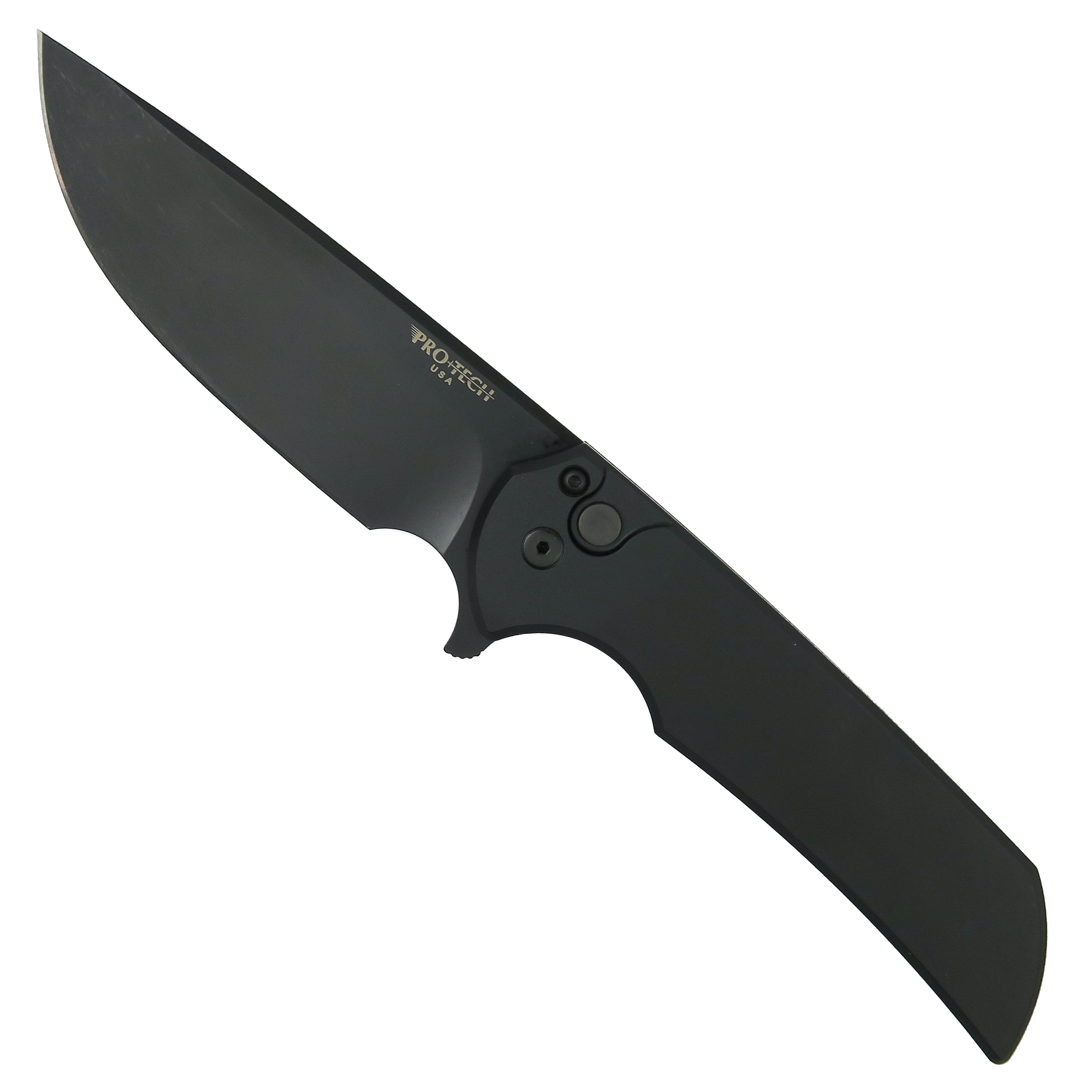 Pro-Tech Mordax Solid Black Aluminum Handle Flipper Knife, DLC
