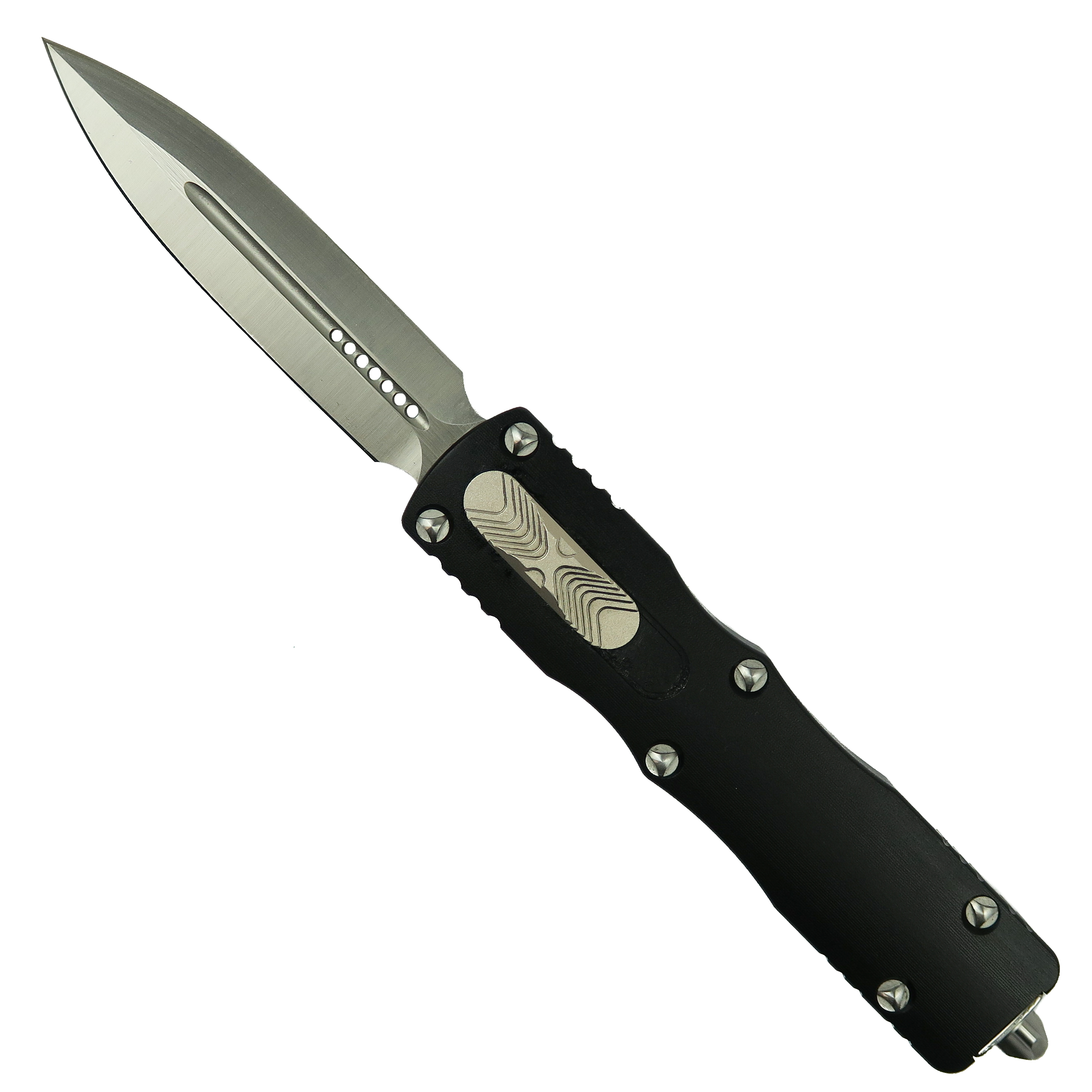 X-Switch Front Switch Black OTF Knife, Satin Double Edge Dagger
