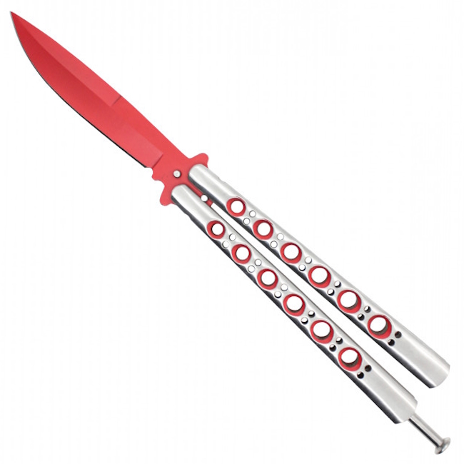 Butterfly S レッド 2枚セット The Classic Two-Tone Butterfly Knife, Red Drop Point Blade | Bladeops