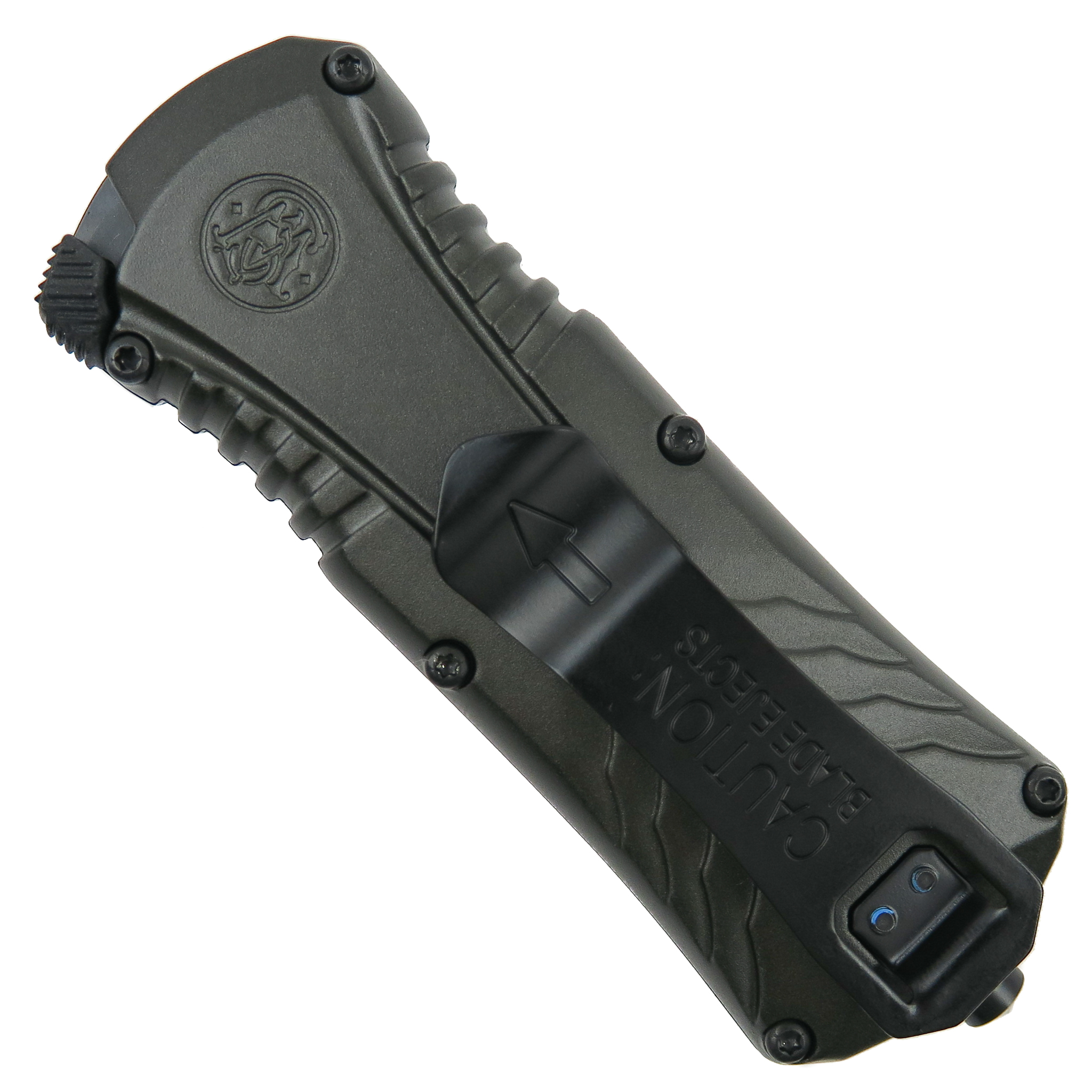 Smith & Wesson M&P OTF Compact Gray Aluminum Knife, Spear Point | BladeOps