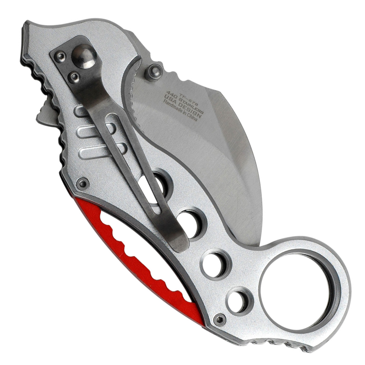 Tac Force TF-578S Small Silver Karambit Spring Assist Knife, 2.5