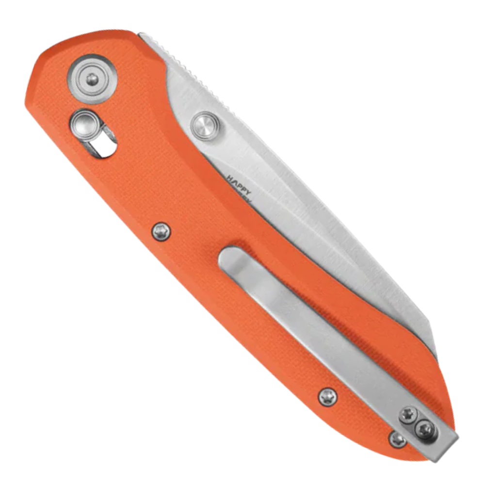 Kubey Bonza Orange Crossbar Lock Knife, Satin Sheepsfoot Blade