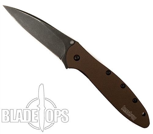 Kershaw Brown Leek Spring Assist Knife, Black Blade