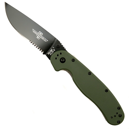 Ontario 8847OD OD Green RAT Model 1 Folder Knife, AUS-8 Black