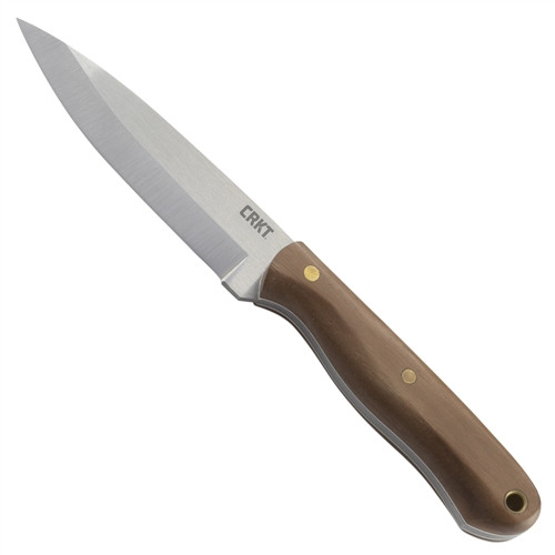 CRKT Saker Fixed Blade Knife, Walnut Handle, Satin Blade