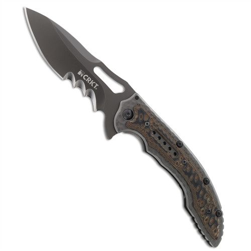 CRKT Black Ikoma Fossil Flipper Knife, Veff Edge, 5471K