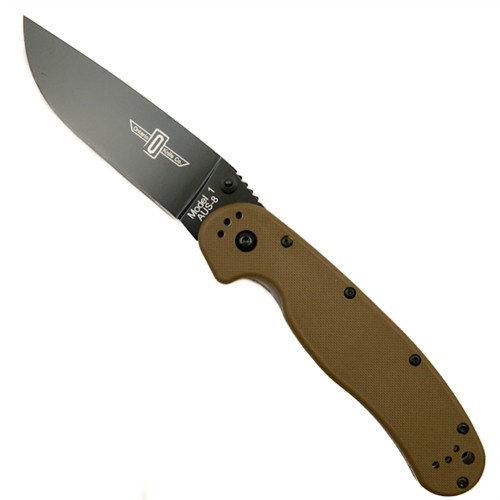 Ontario 8846CB Coyote Brown RAT Model 1 Folder Knife, AUS-8 Black
