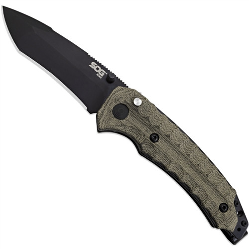 SOG KU-3002 Kiku Spring Assist Knife, VG-10 Black Blade