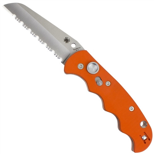 Spyderco C165GSOR Orange Autonomy Auto Knife, H-1 Satin SpyderEdge