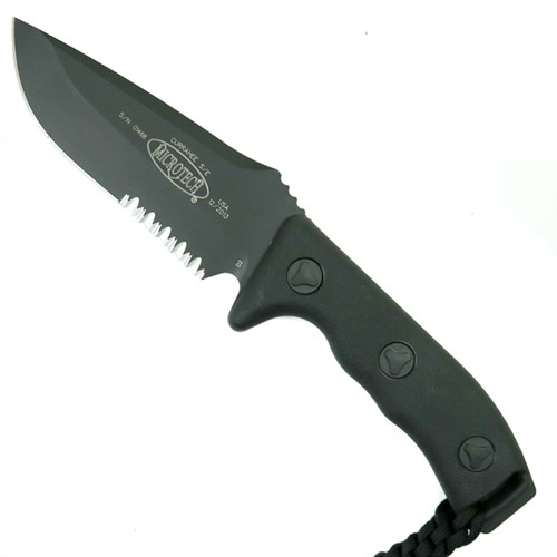 Microtech 102-2BL Currahee S/E Fixed Blade Knife, Black Combo Blade