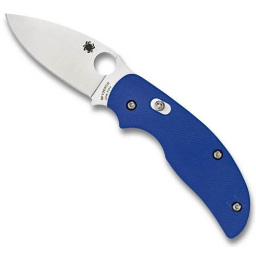 Spyderco Sage 3 Bolt Action Knife, Blue G10 Handle, Plain Edge
