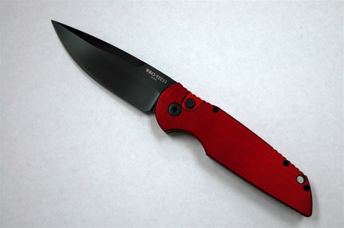 Pro-Tech TR-3 Tactical Response 3 Automatic Black Plain Blade, Red