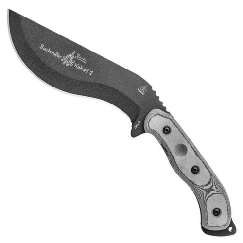 TOPS Bushcrafter Kukuri 7.0 Fixed Blade Knife, Black Blade