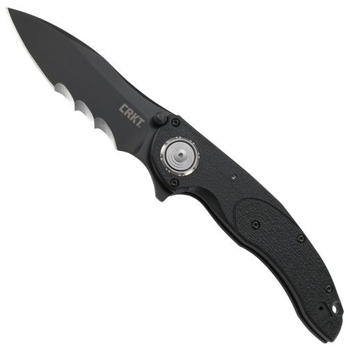 CRKT Linchpin Deadbolt Lock Flipper Knife, Black Combo Blade