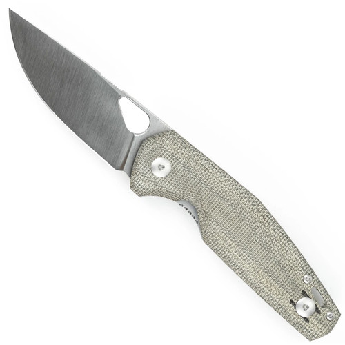 GiantMouse ACE Nimbus V2 Green Canvas Micarta Folding Knife, Satin