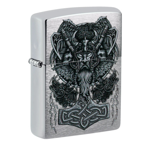 ZIPPO 限定品シリアルNO.0333オイルコンテナ付（銀20ミクロン） Zippo 200 Viking Design Chrome | BladeOps