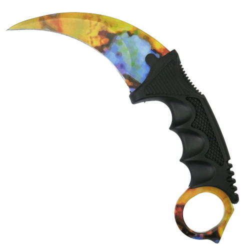 The Archimedes Claw Karambit, Yellow, Blue Mix Blade | BladeOps