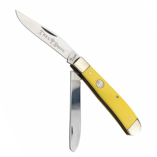 Boker Traditional Series 2.0 Folding Hunter, Yellow Delrin Handles, D2  Blade 5.25 Closed - KnifeCenter - 110839