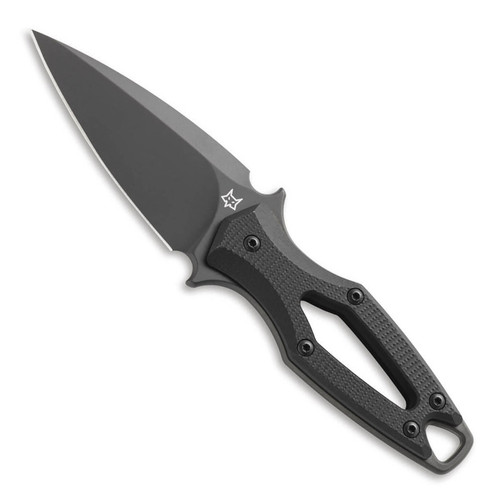 Fox Knives Aka Black G10 Fixed Blade Knife, Elmax Black SingleEdge