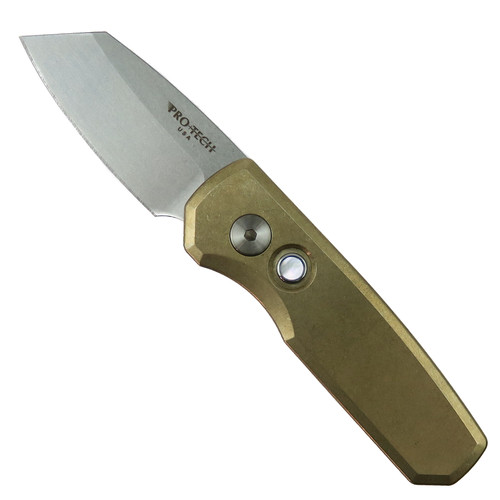 Dented Blade Example Pro-Tech SCRATCH & DENT Bronze Runt 5 Auto Knife, Reverse Tanto ...