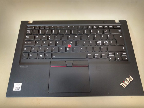 ThinkPad T14s G1 C-Cover palmrest with Nordic backlit keyboard includes touchpad power button speakers FPR USB I/O 5M10Z41418-C1
