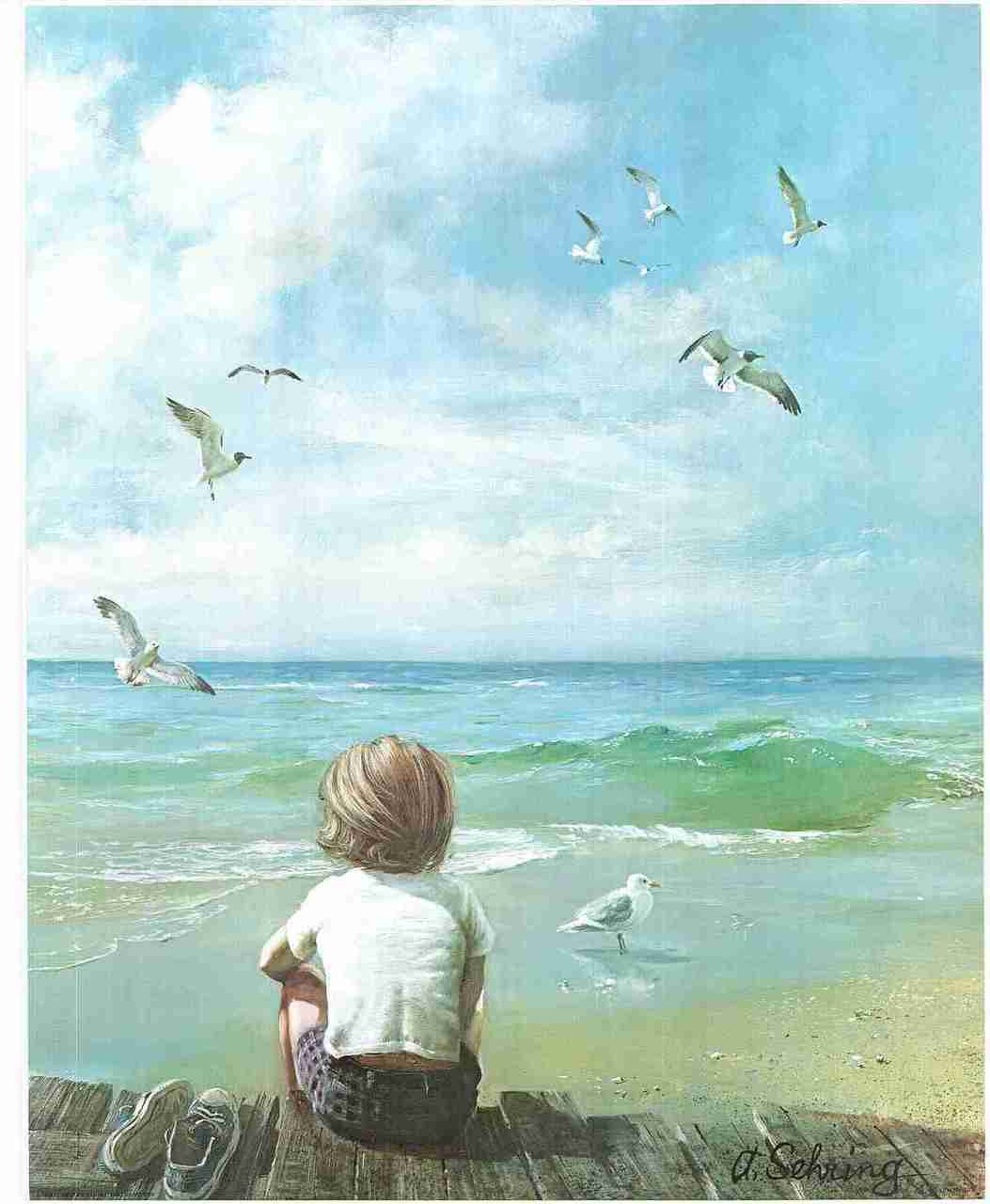 Boy On Beach Painting By A Sehring Wall Decor Wall Decor Posters