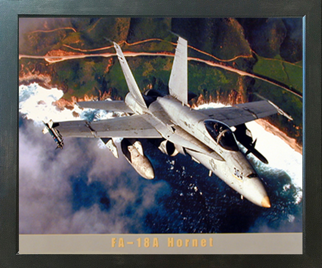FA-18A Hornet Jet Military Aviation Aircraft Espresso Framed Wall
