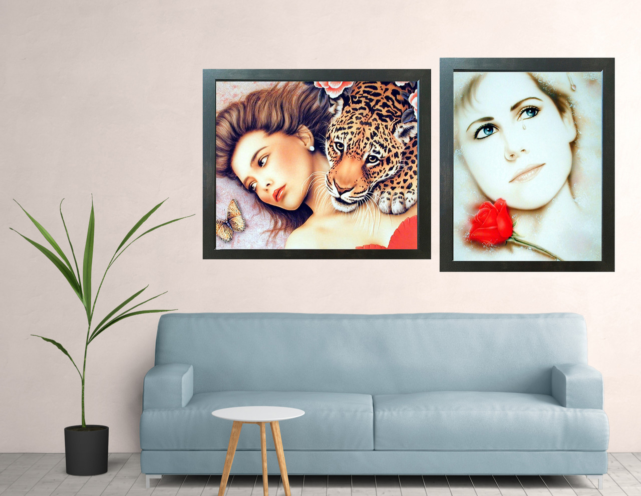 Lady with Leopard Jungle Love Fine Wall Decor Espresso Framed