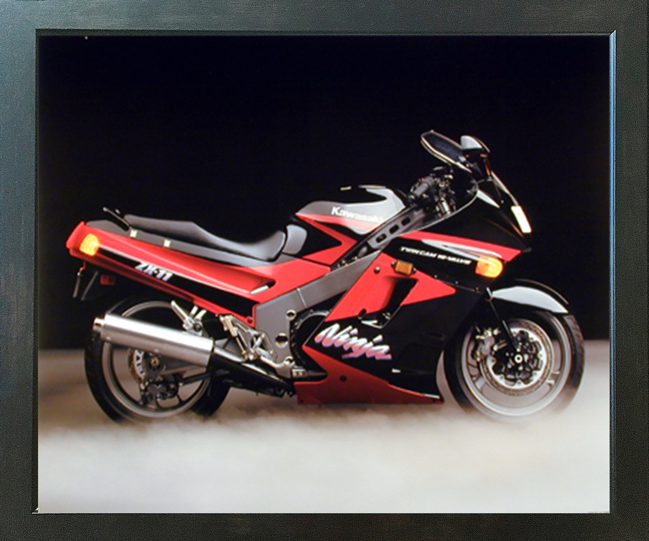 Kawasaki Ninja Zx11 Motorcycle Wall Decor Espresso Framed Picture