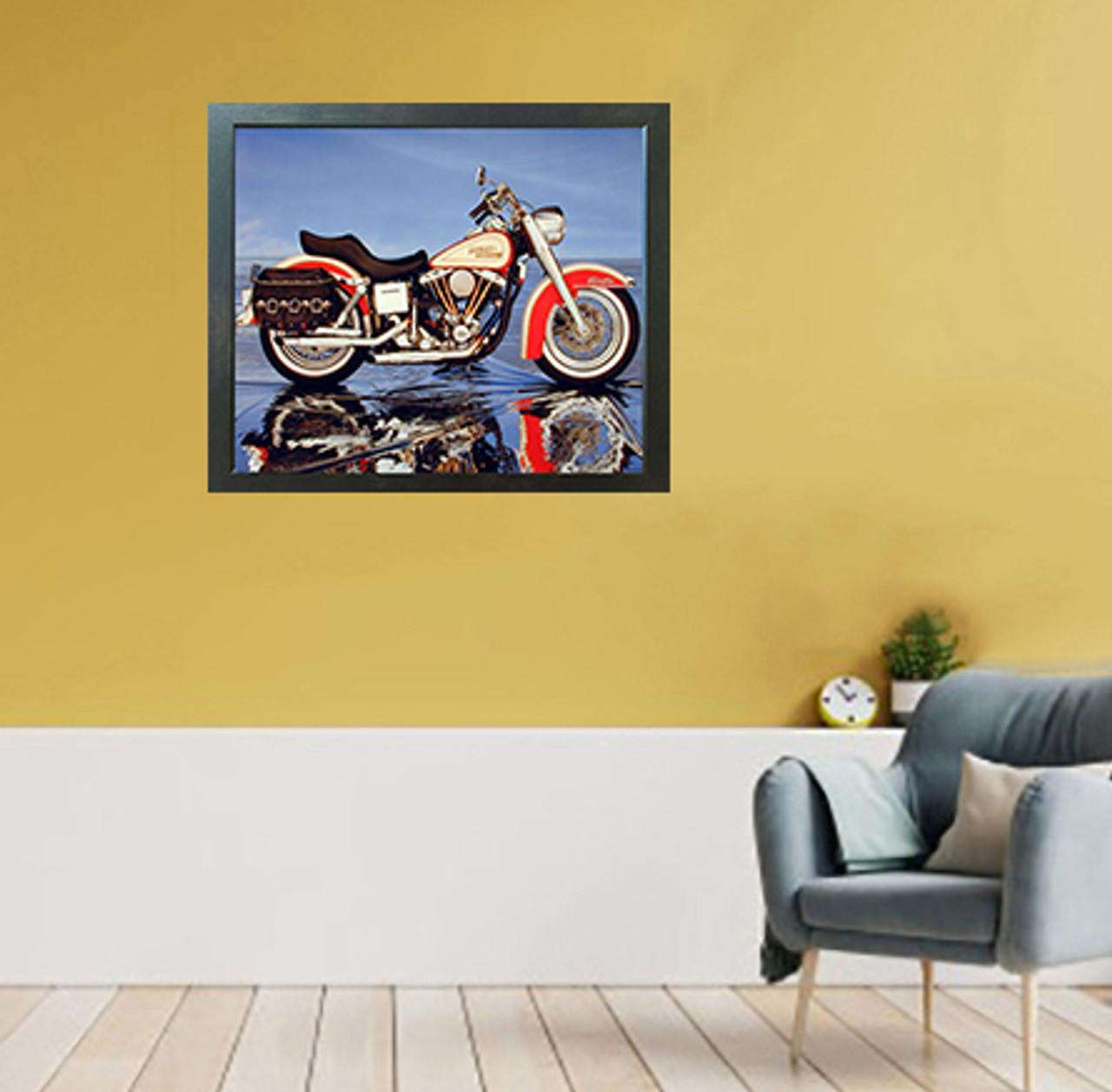 Harley Davidson Electra Glide Vintage Motorcycle Espresso Wall