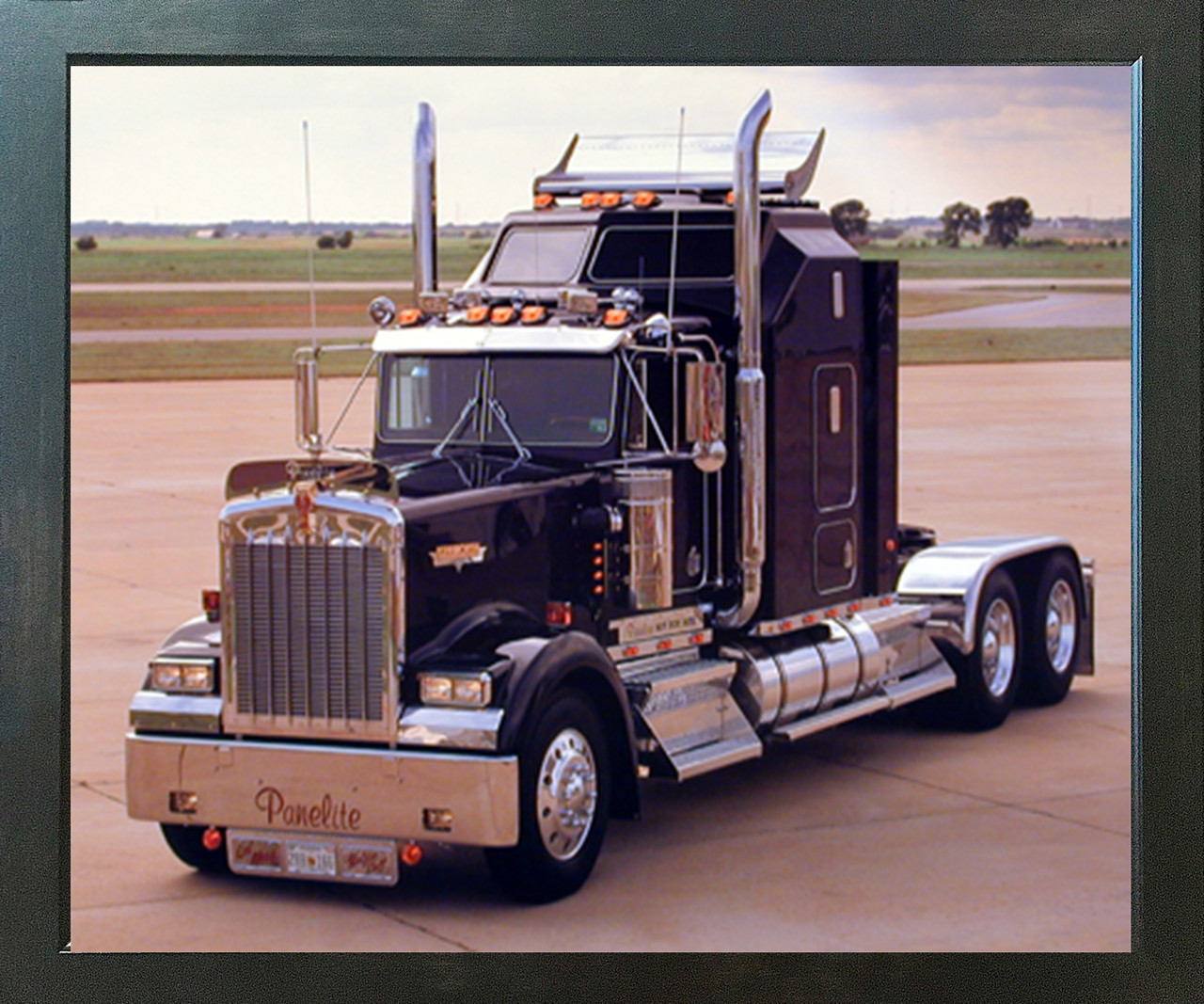 Black Kenworth Panelite Big Rig Truck Wall Espresso Framed Picture